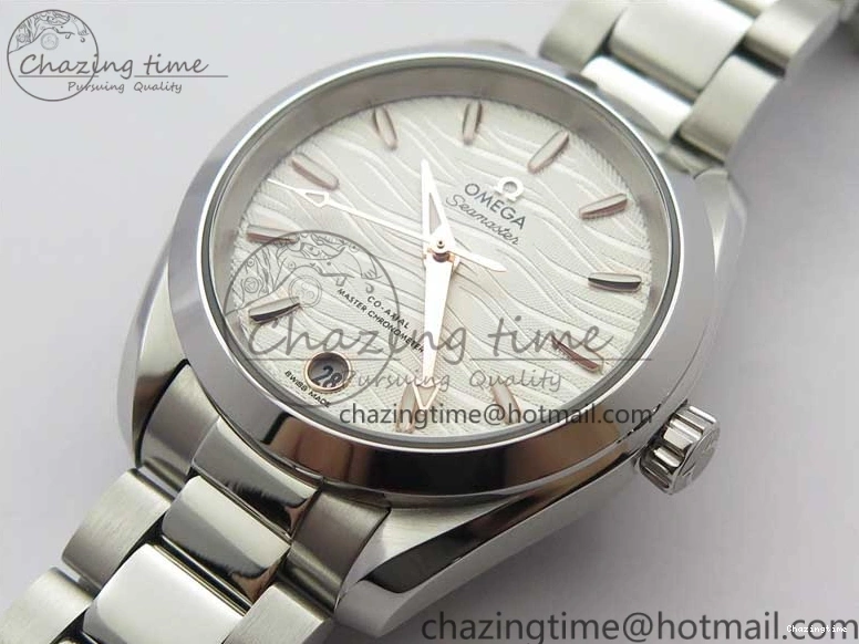 0730 Aqua Terra 150M 34mm Ladies SS VSF 1:1 Best Edition White Wave Dial RG Markers on SS Bracelet A WrinkleFree 7928